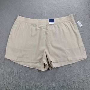 OLD NAVY Shorts Size 3X‎ Natural Tan Linen Blend Pull On 3.5" Inseam NEW